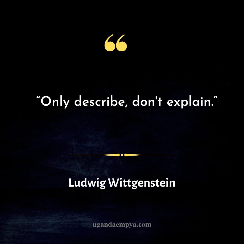 “Only describe, don't explain.” wittgenstein quote